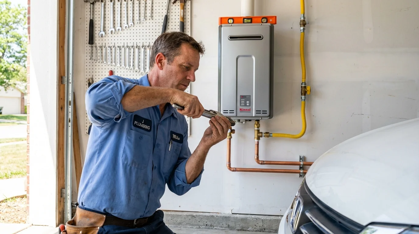 Tankless water heater installation by a Johns Plumbing LLC plumber in Cactus